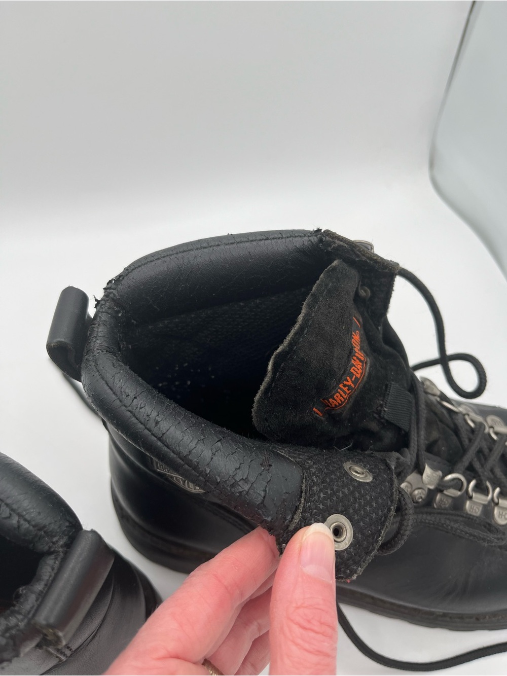 Harley-Davidson Black Boots with Orange Logo Patch - Picture 8 of 11